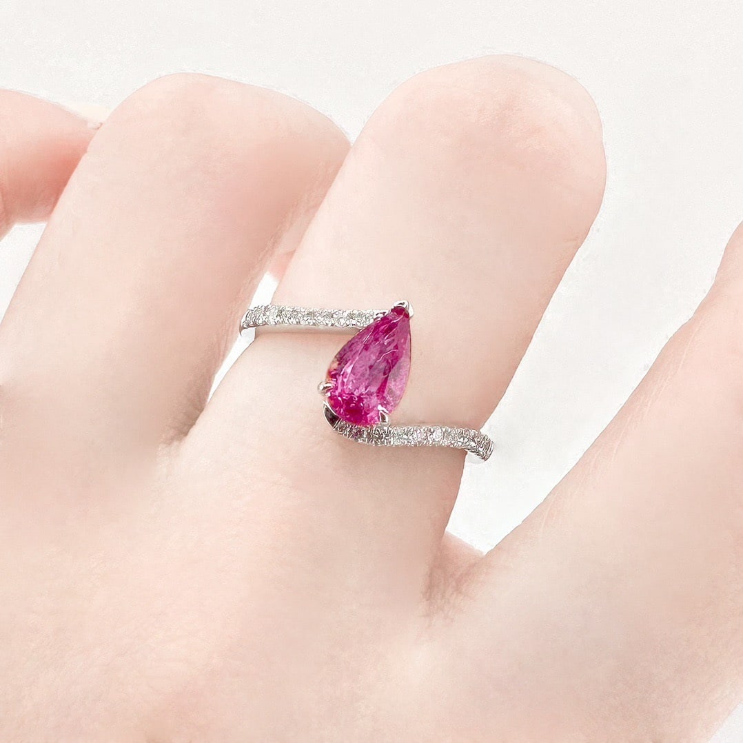 14k Gold 1.15 Ctw Natural Padparadscha Sapphire & Diamond Ring - 3