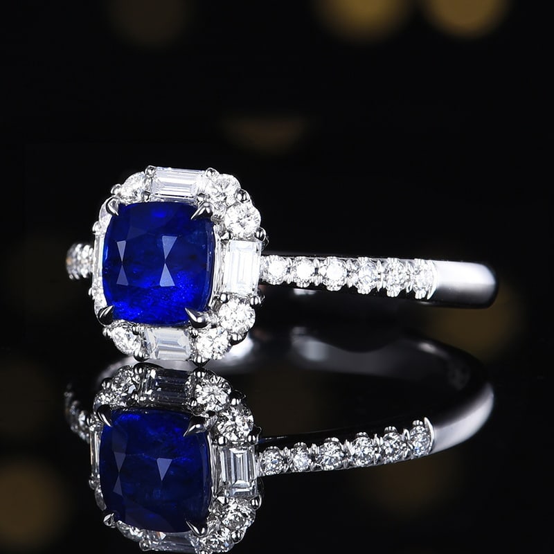 14k Gold 1.69 Ctw Natural Sapphire & Diamond Ring - 5