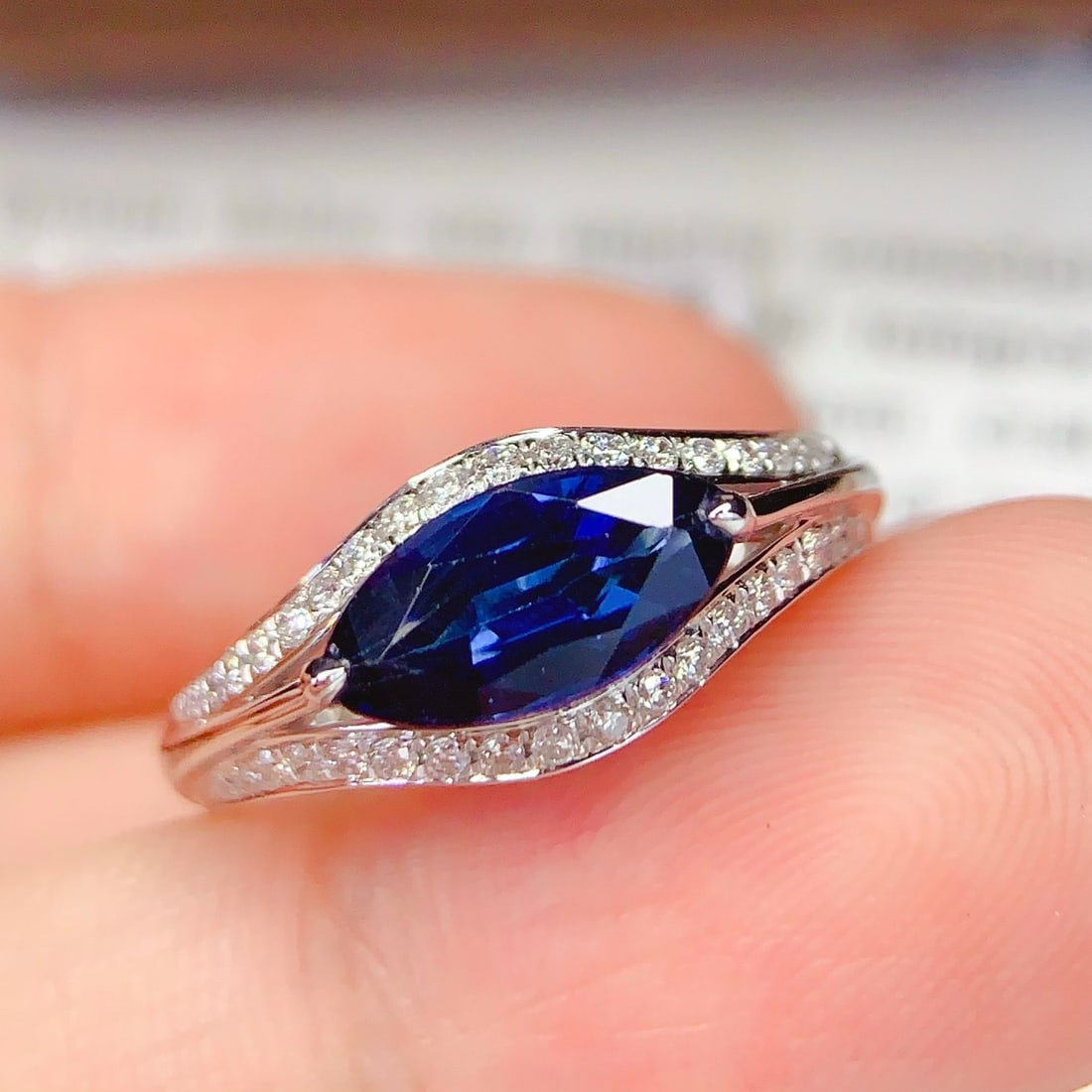 14k Gold 1.58 Ct Natural Sapphire & Diamond Ring - 3