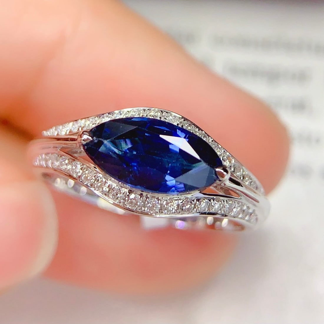 14k Gold 1.58 Ct Natural Sapphire & Diamond Ring - 4