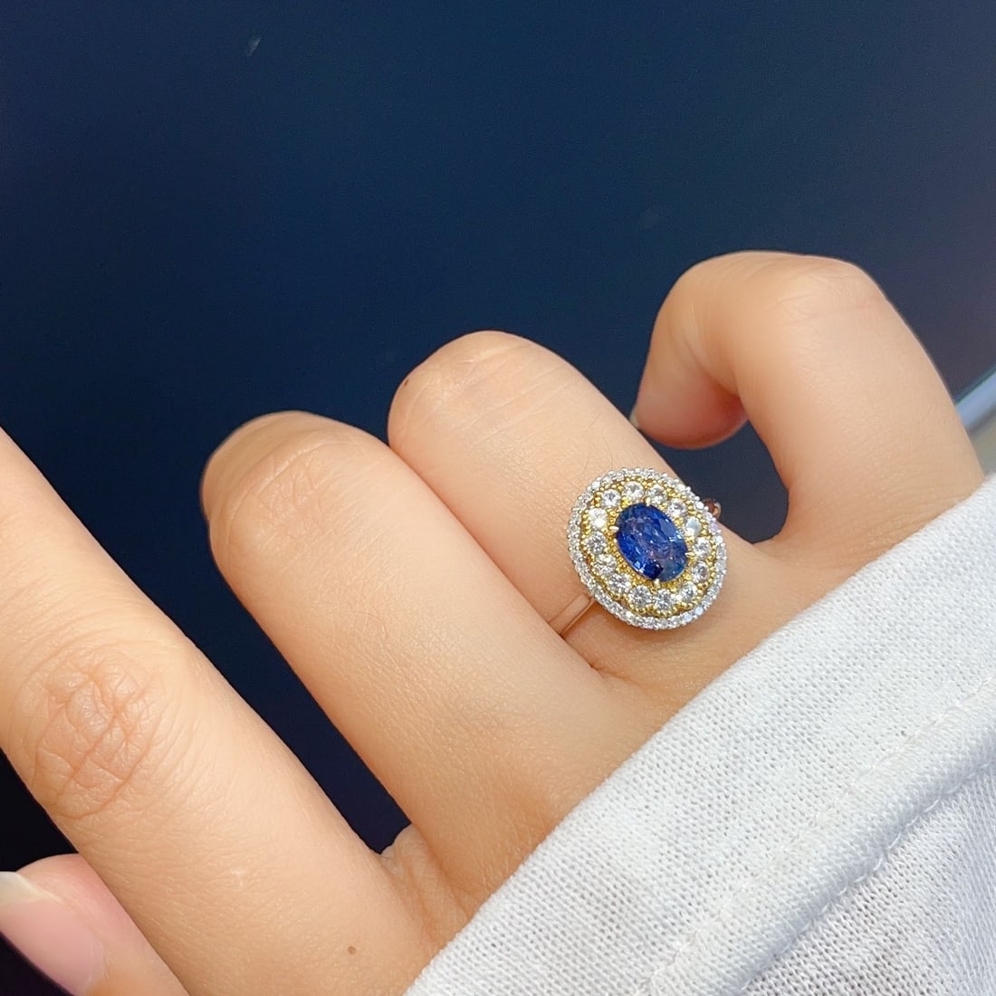 14k Gold 1.25 Ct Natural Sapphire & Diamond & Sapphire Ring/pendant( Without Chain ) - 6