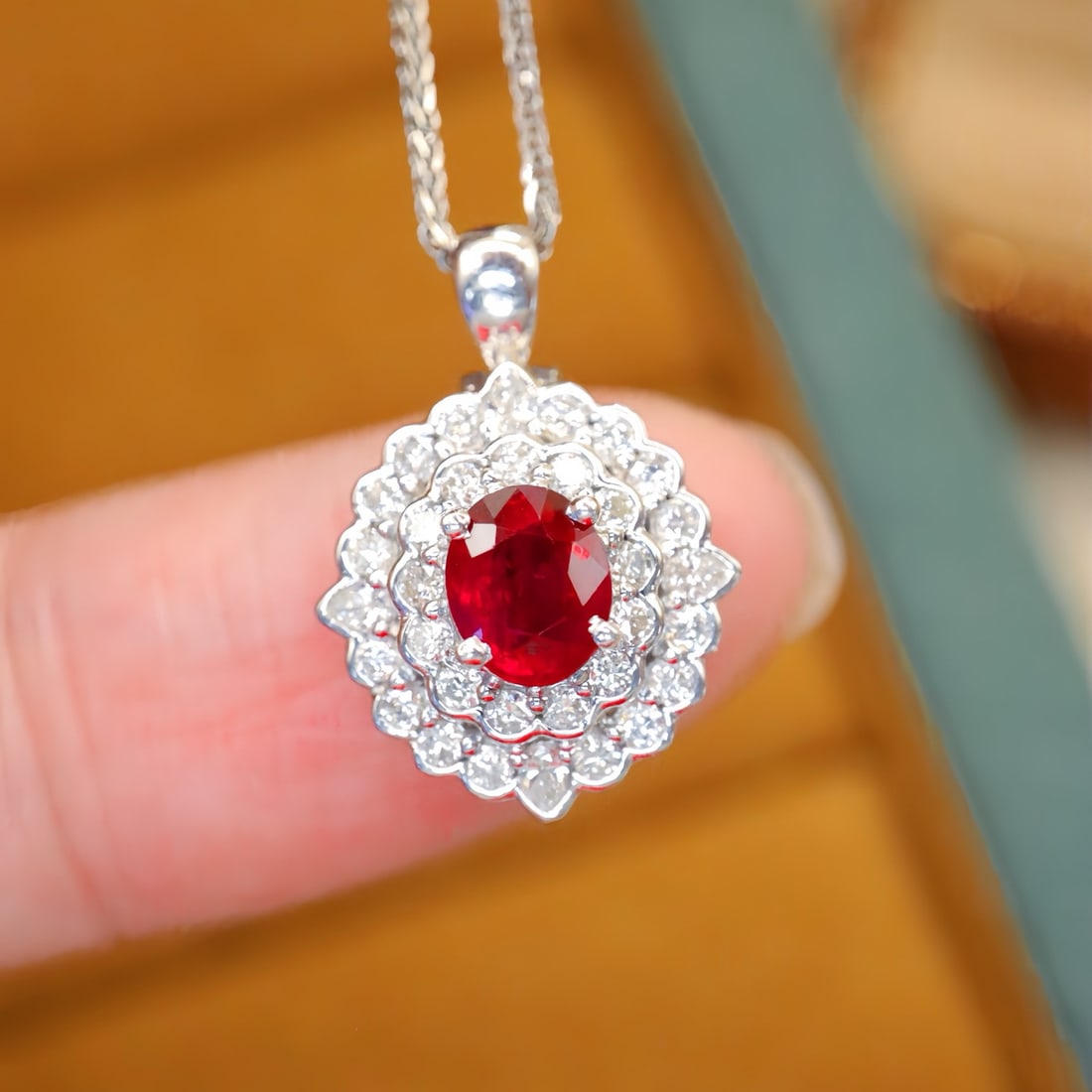 14k Gold 1.02 Ctw Vivid Red Natural Ruby & Diamond Ring/pendant( Without Chain ) - 4