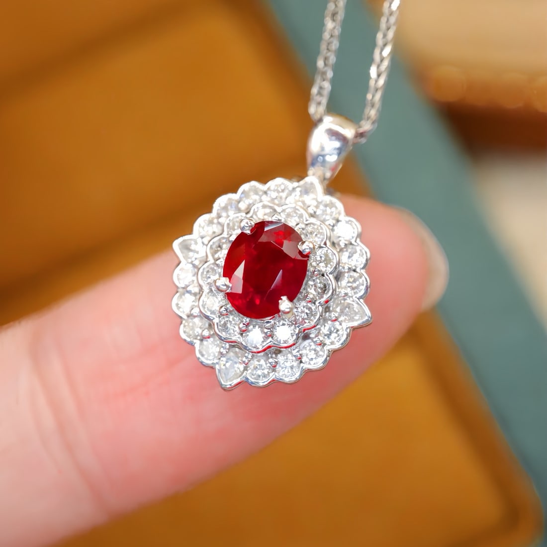 14k Gold 1.02 Ctw Vivid Red Natural Ruby & Diamond Ring/pendant( Without Chain ) - 5