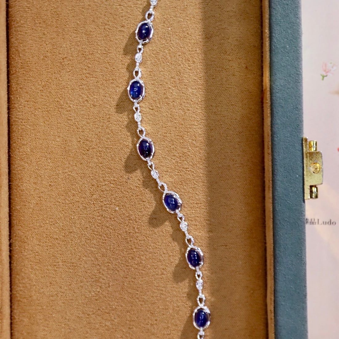 14k Gold 3.23 Ctw Natural Sapphire & Diamond Bracelet - 2