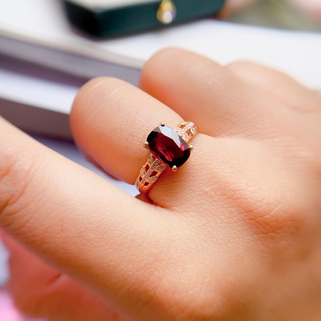 14k Gold 1.75 Ct Natural Tourmaline & Diamond Ring - 2