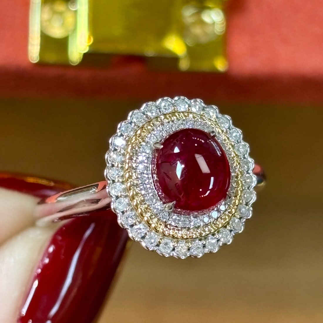 14k Gold 1.8 Ct Natural Spinel & Diamond Ring/pendant( Without Chain ) - 2