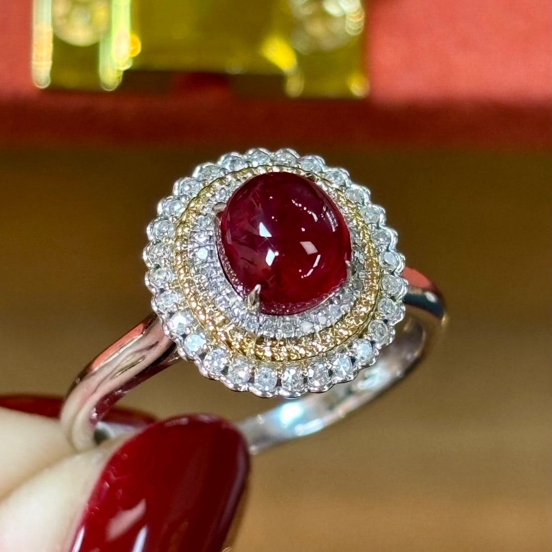 14k Gold 1.8 Ct Natural Spinel & Diamond Ring/pendant( Without Chain ) - 4