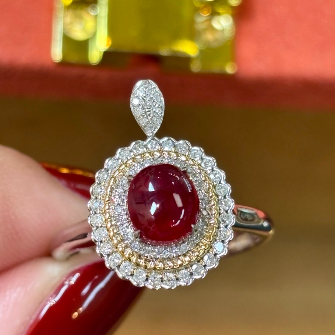 14k Gold 1.8 Ct Natural Spinel & Diamond Ring/pendant( Without Chain ) - 5