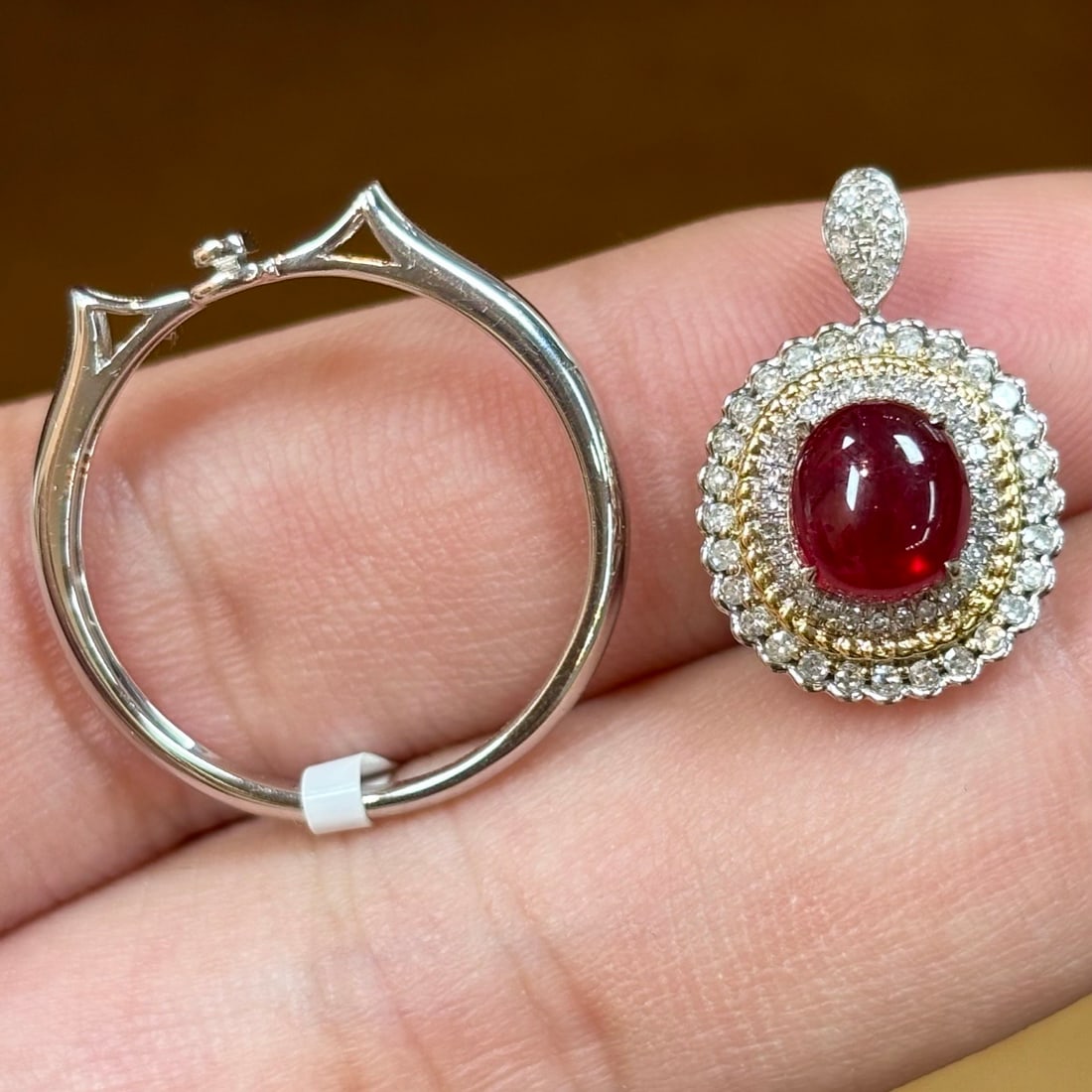 14k Gold 1.8 Ct Natural Spinel & Diamond Ring/pendant( Without Chain ) - 6