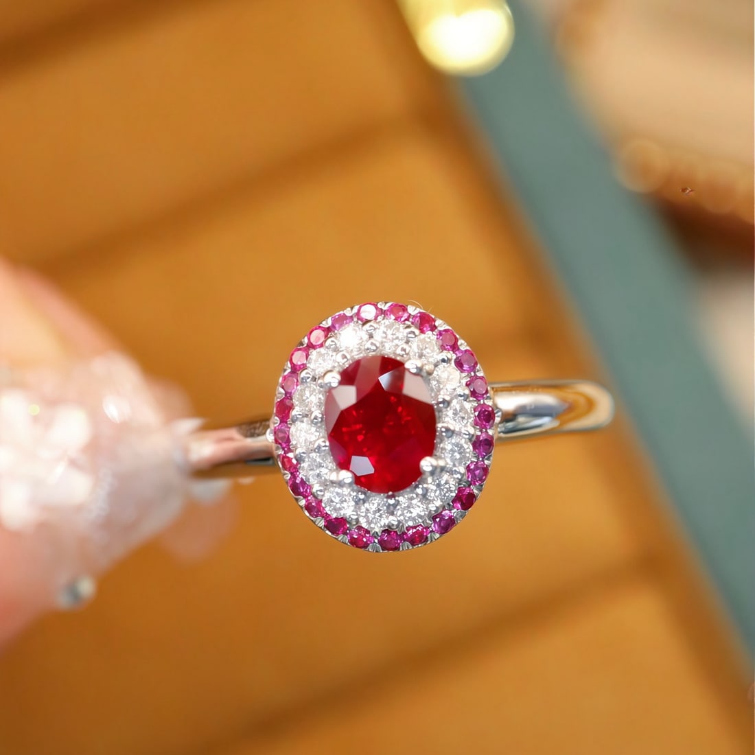 14k Gold 0.81 Ctw Natural Ruby & Ruby Ring: Ref:231144174 // gold content:14k gold // ring size:7. 25us // // main gemstone:ruby // shape:oval // carat weight:0. 66ct // color:pigeonblood red // treatment:natural // // adjacent gemstone 2 :