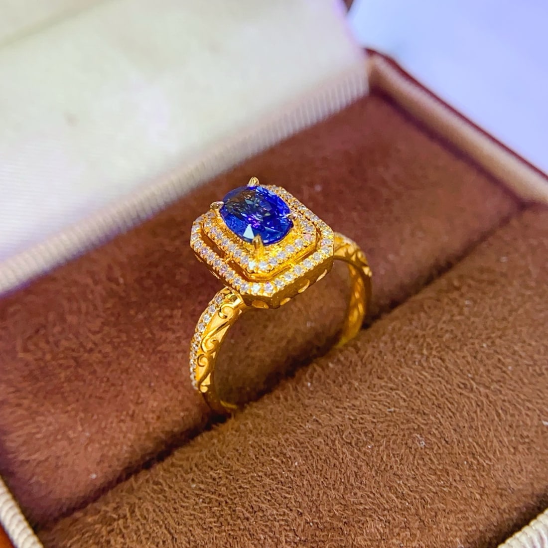 14k Gold 1 Ct Natural Sapphire & Diamond Ring/pendant( Without Chain ) - 2