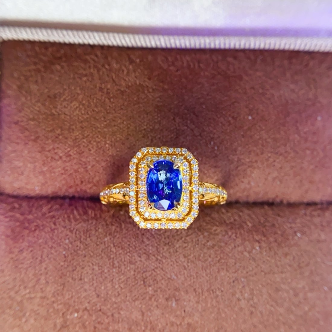 14k Gold 1 Ct Natural Sapphire & Diamond Ring/pendant( Without Chain ) - 3