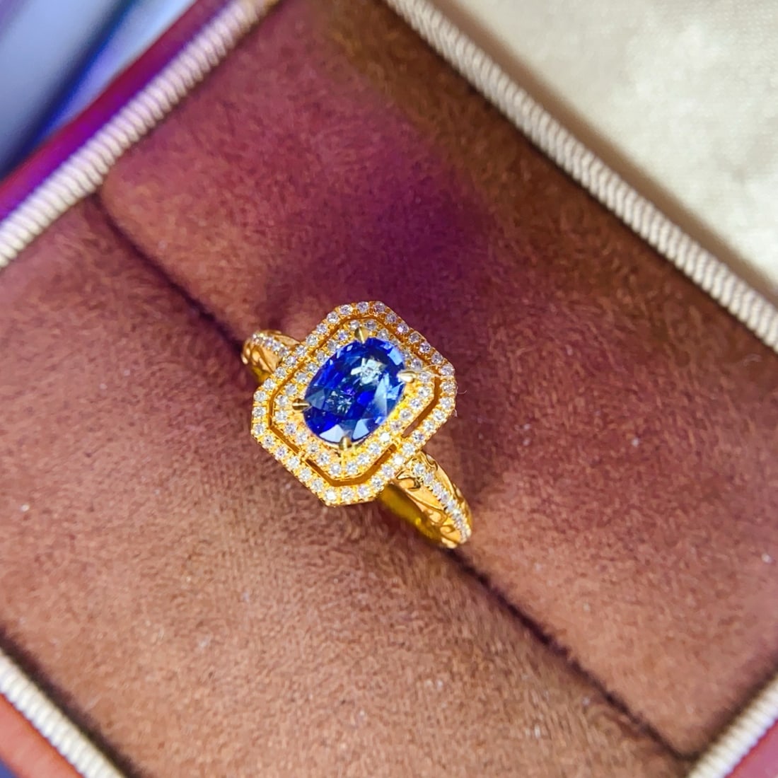 14k Gold 1 Ct Natural Sapphire & Diamond Ring/pendant( Without Chain ) - 4