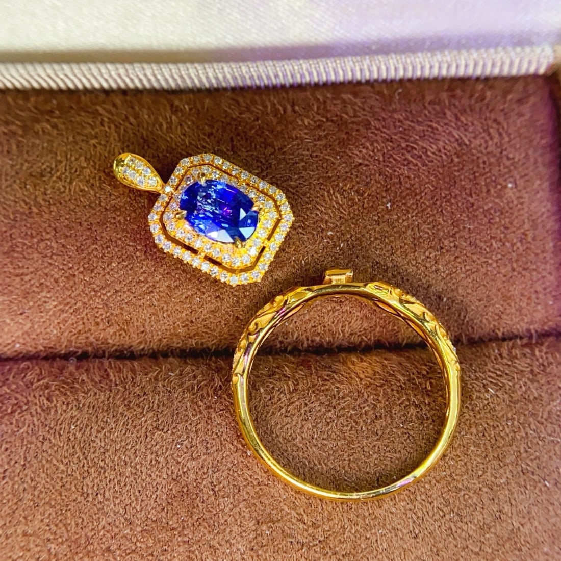 14k Gold 1 Ct Natural Sapphire & Diamond Ring/pendant( Without Chain ) - 6