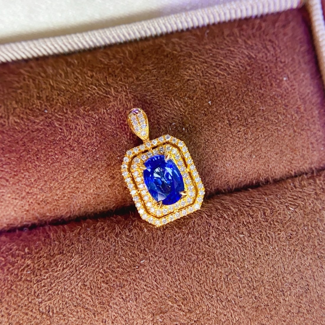 14k Gold 1 Ct Natural Sapphire & Diamond Ring/pendant( Without Chain ) - 7