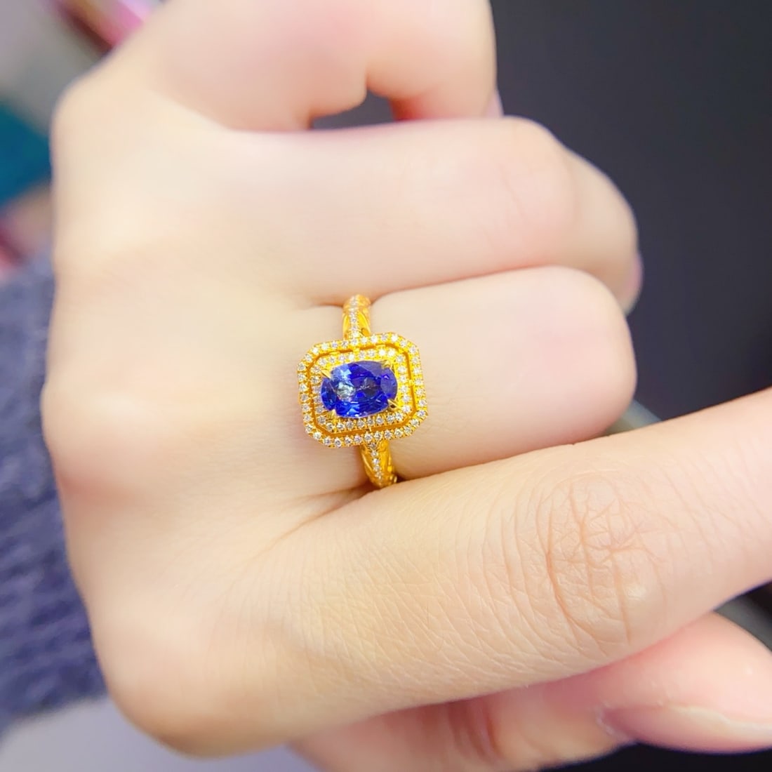 14k Gold 1 Ct Natural Sapphire & Diamond Ring/pendant( Without Chain ) - 8