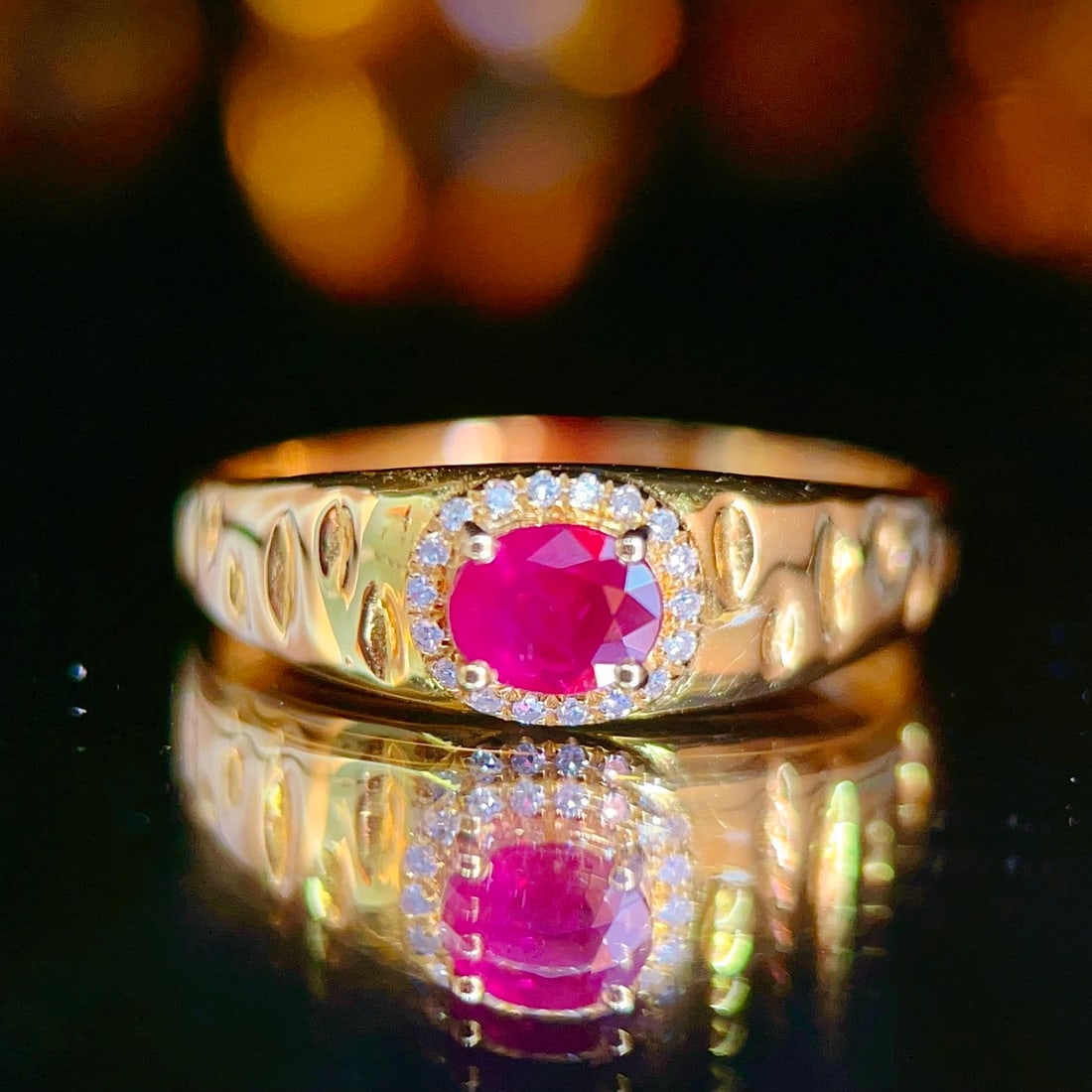 14k Gold 0.5 Ct Natural Ruby & Diamond Ring - 2