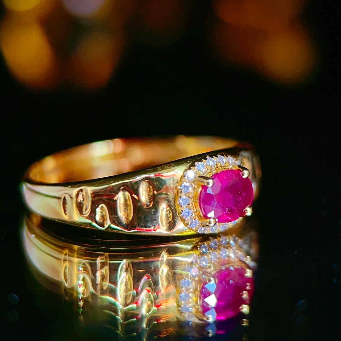 14k Gold 0.5 Ct Natural Ruby & Diamond Ring - 3