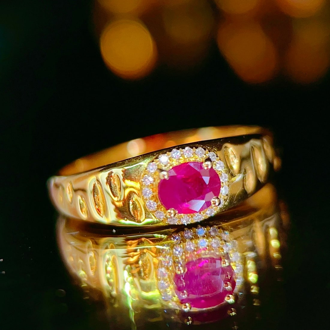 14k Gold 0.5 Ct Natural Ruby & Diamond Ring - 4