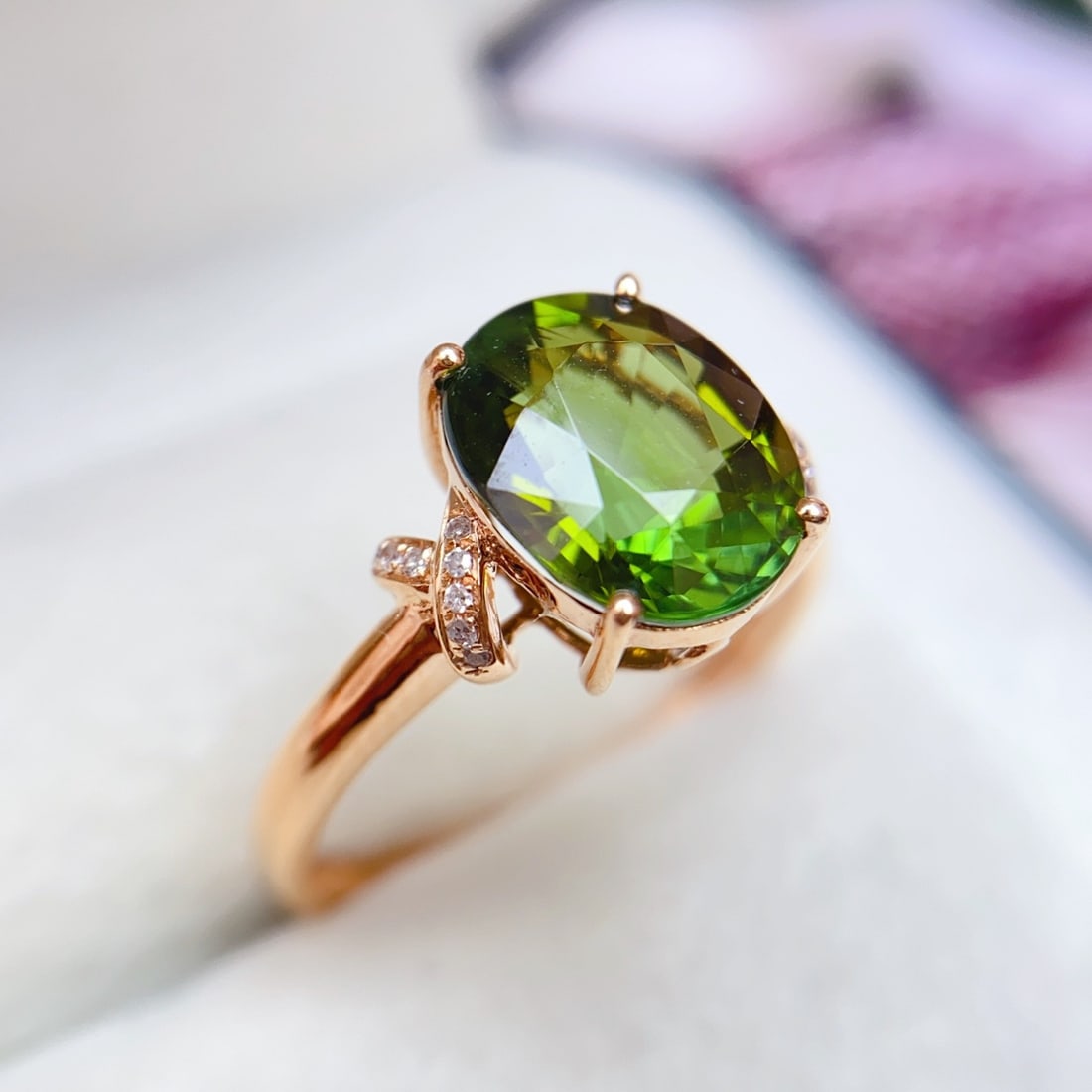 14k Gold 3.05 Ct Natural Tourmaline & Diamond Ring - 2