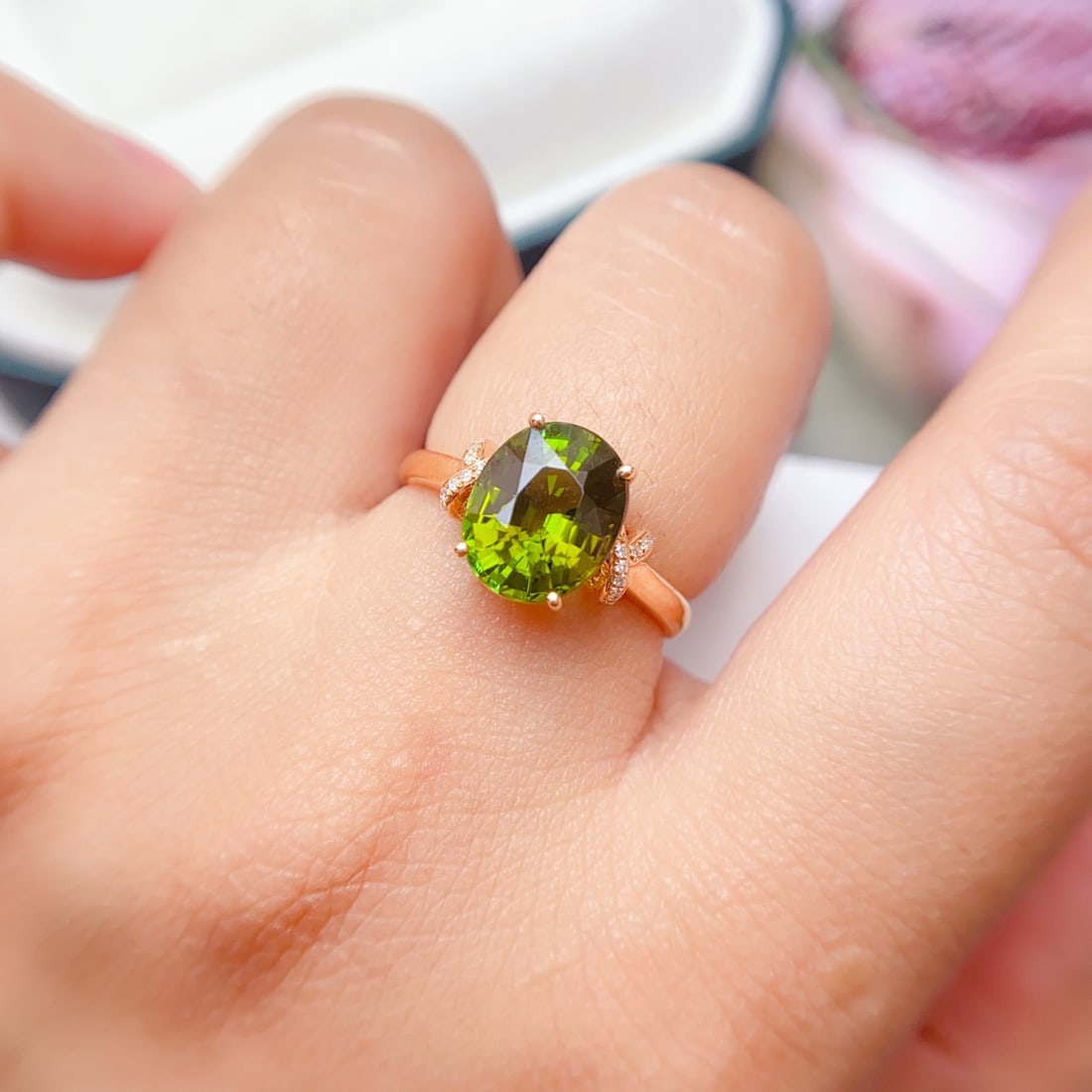 14k Gold 3.05 Ct Natural Tourmaline & Diamond Ring - 3