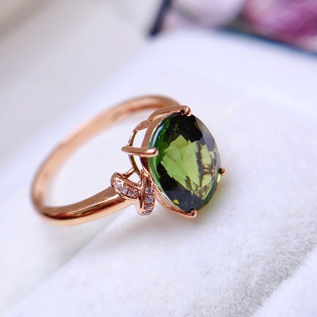 14k Gold 3.05 Ct Natural Tourmaline & Diamond Ring - 6