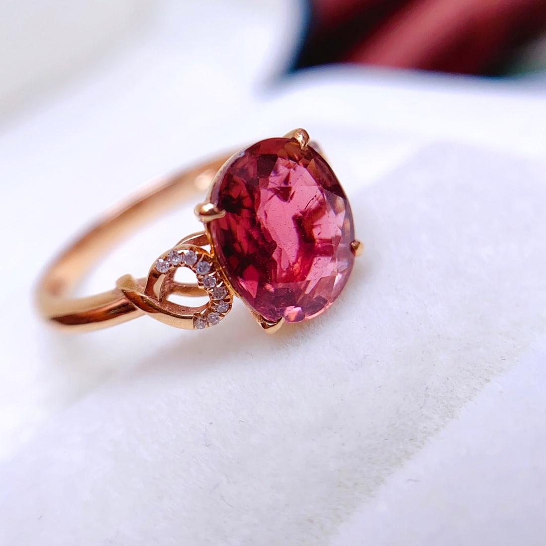 14k Gold 2.35 Ct Natural Tourmaline & Diamond Ring - 2