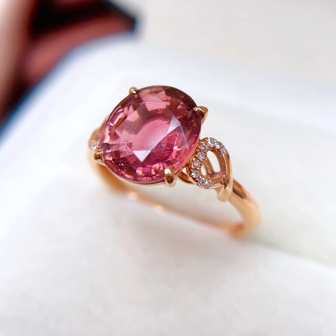 14k Gold 2.35 Ct Natural Tourmaline & Diamond Ring - 4