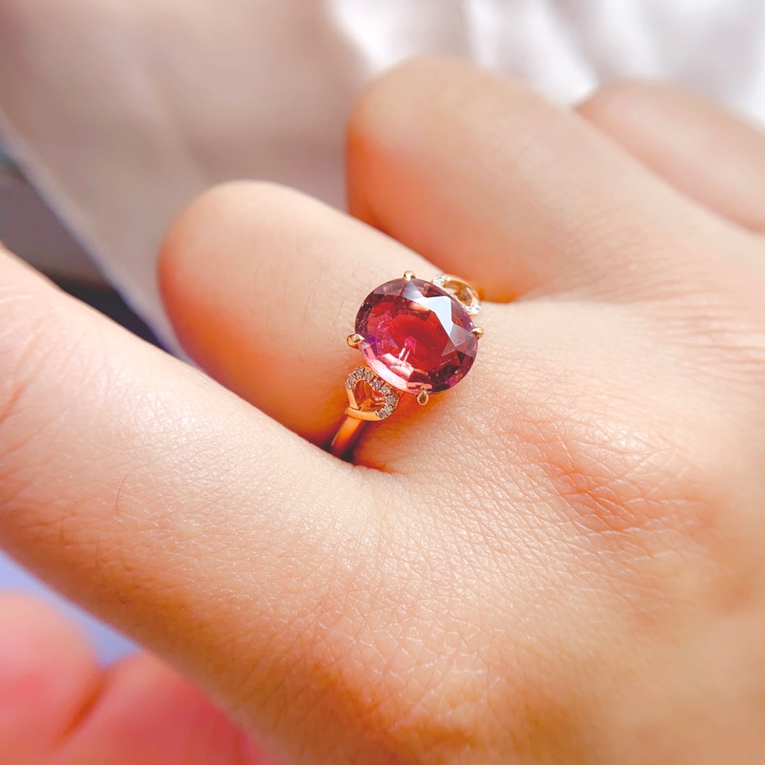 14k Gold 2.35 Ct Natural Tourmaline & Diamond Ring - 5