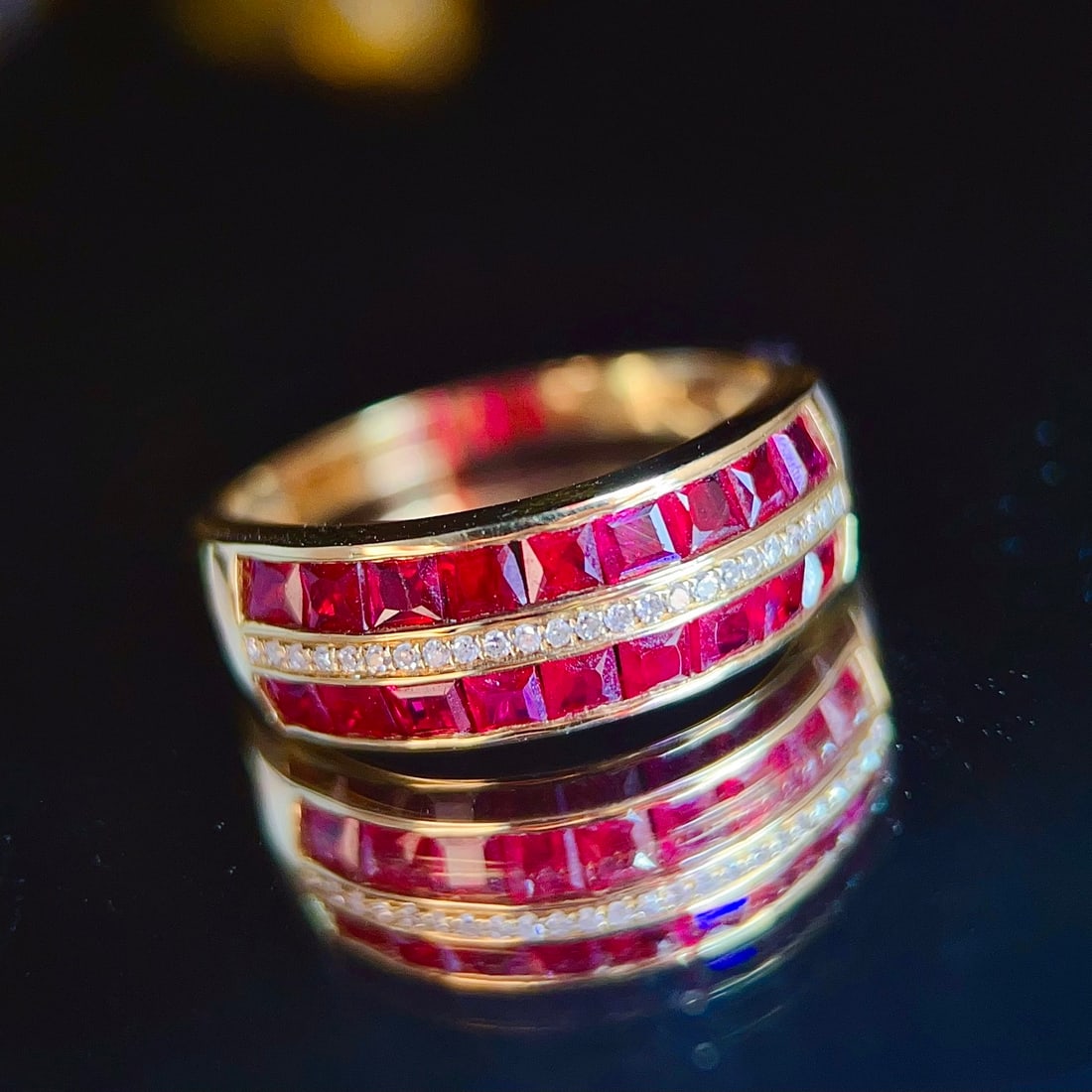 14k Gold 2 Ct Natural Ruby & Diamond Ring - 2