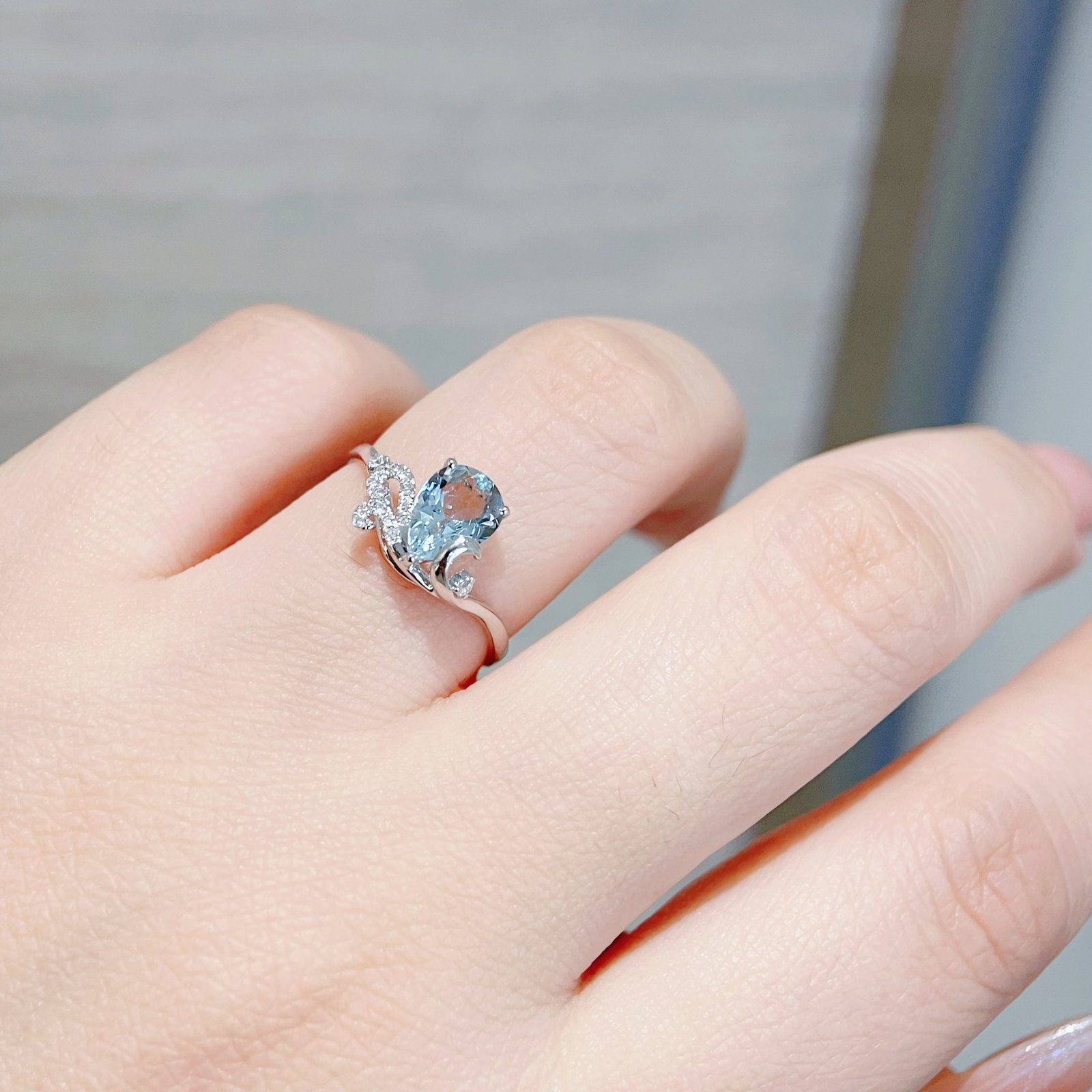 14k Gold 1.01 Ctw Natural Aquamarine & Diamond Ring - 2