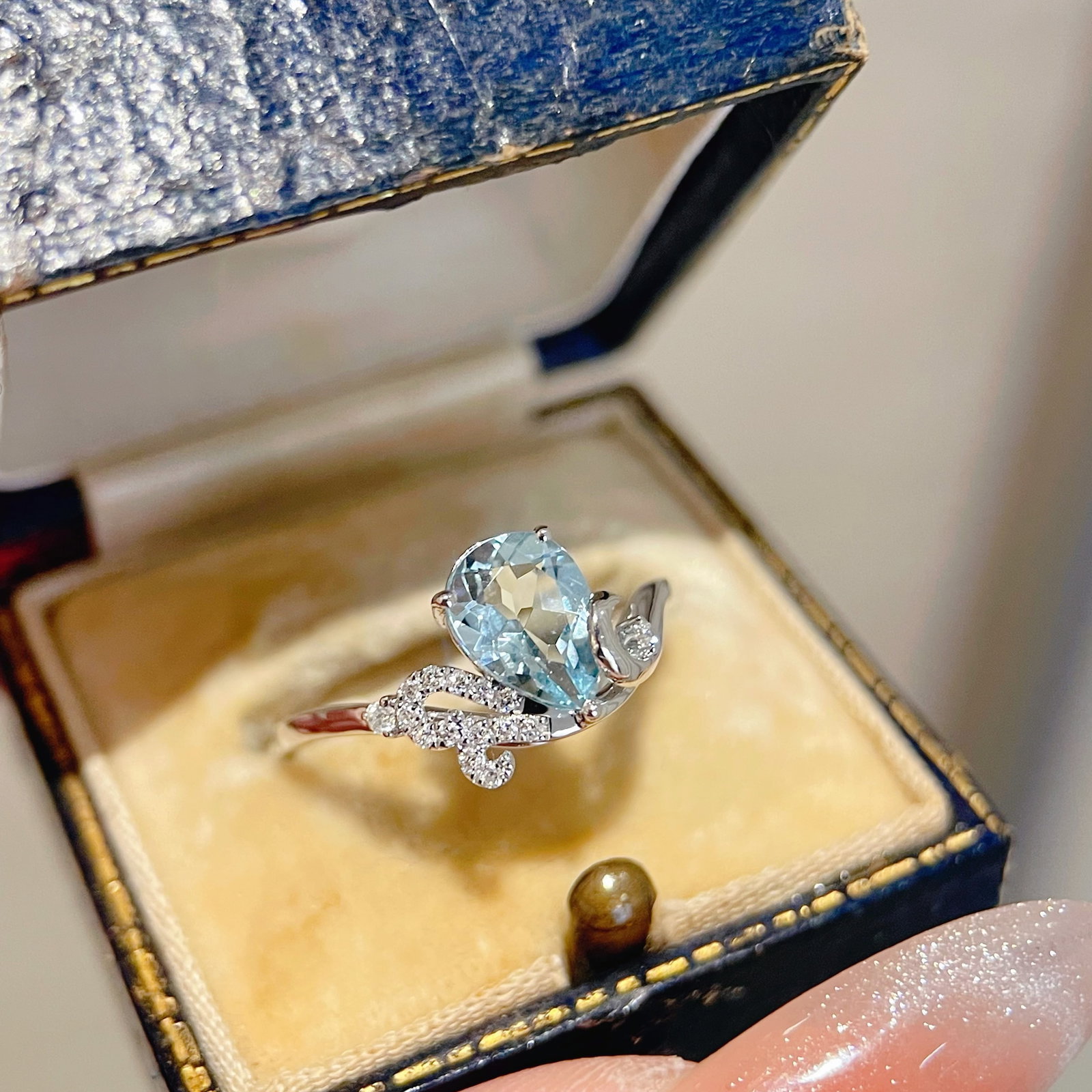 14k Gold 1.01 Ctw Natural Aquamarine & Diamond Ring - 5