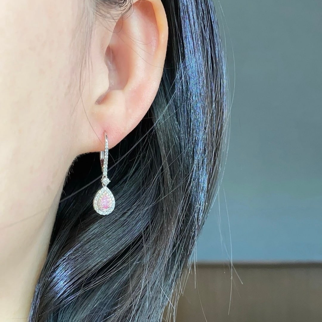 14k Gold 0.76 Ctw Natural Pink Diamond & Diamond Earrings - 6