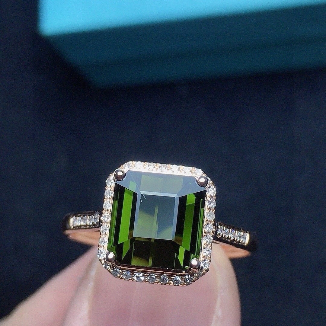 14k Gold 2.24 Ct Natural Tourmaline & Diamond Ring - 2