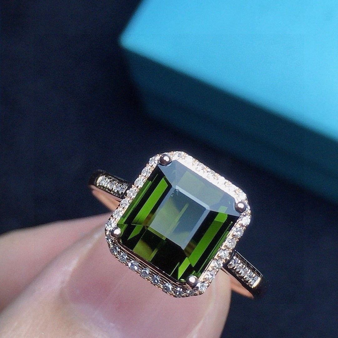 14k Gold 2.24 Ct Natural Tourmaline & Diamond Ring - 3