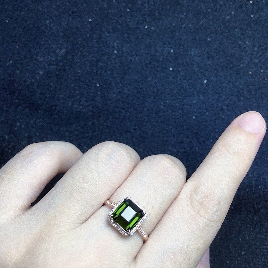 14k Gold 2.24 Ct Natural Tourmaline & Diamond Ring - 4