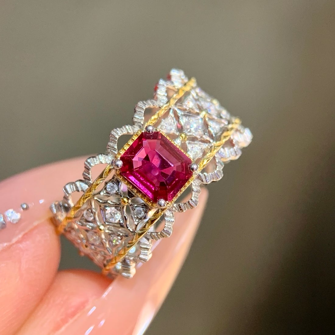 14k Gold 0.77 Ctw Natural Ruby & Diamond Ring (1 of 7)