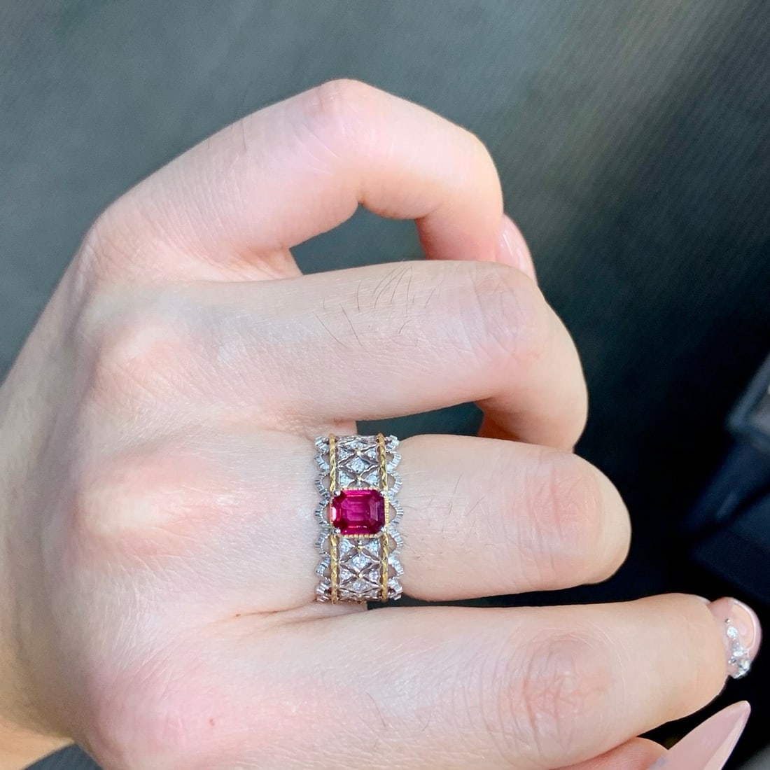 14k Gold 0.77 Ctw Natural Ruby & Diamond Ring - 4