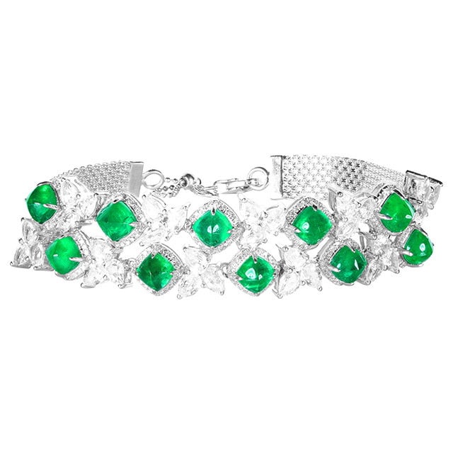 14k Gold 13.05 Ctw Natural Emerald & Sapphire Bracelet - 5