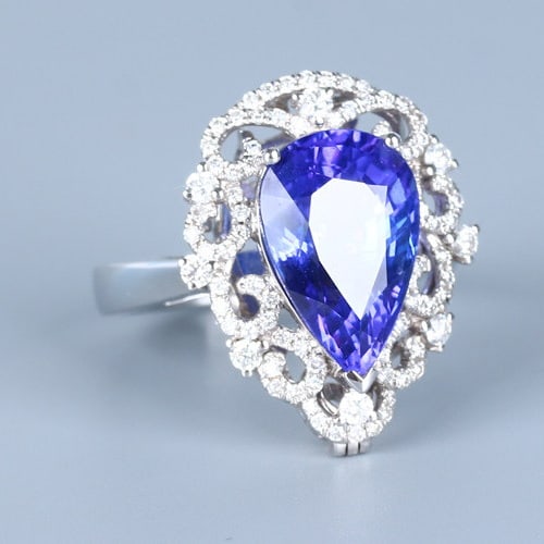 14k Gold 7.06 Ctw Natural Tanzanite & Diamond Ring/pendant( Without Chain ) - 3