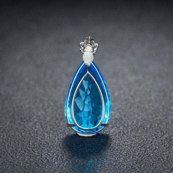 14k Gold 24.92 Ct Natural Topaz & Diamond Pendant( Without Chain ) - 5