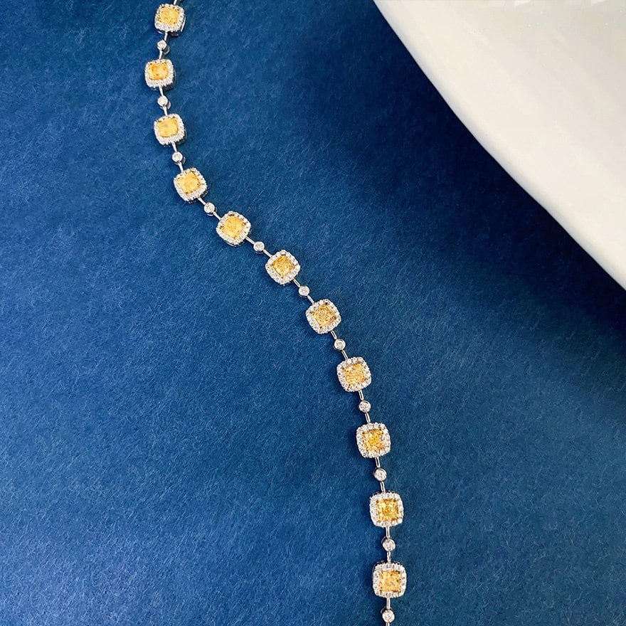 14k Gold 2.75 Ctw Natural Yellow Diamond & Diamond Bracelet - 2