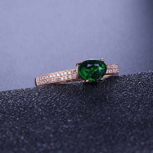14k Gold 1.15 Ctw Natural Tsavorite & Diamond Ring - 2