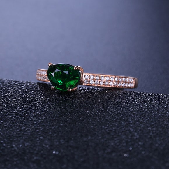 14k Gold 1.15 Ctw Natural Tsavorite & Diamond Ring - 3