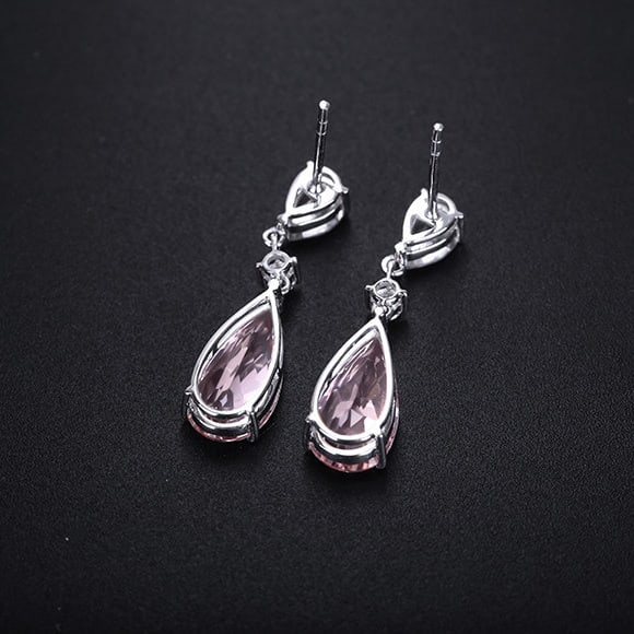 14k Gold 4.47 Ctw Natural Morganite & Diamond Earrings - 4