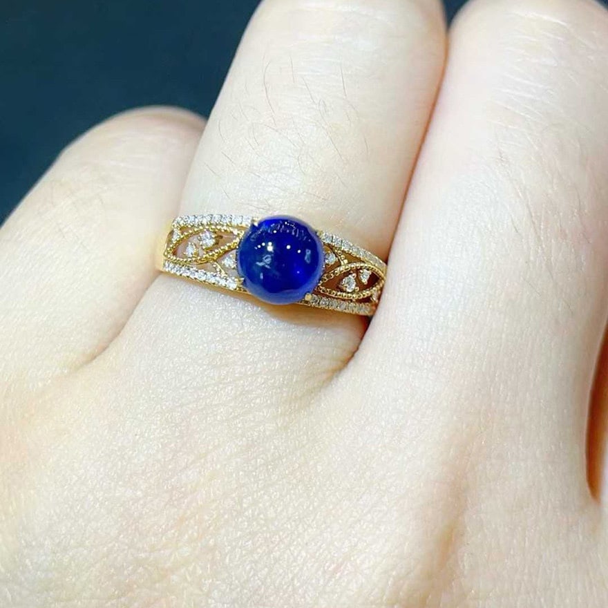 14k Gold 2.19 Ctw Natural Sapphire & Diamond Ring - 4