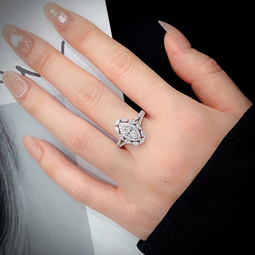 Gia Certified 14k Gold 0.50 Ct Natural F Si2 Marquise Diamond Ring/pendant( Without Chain ) - 5