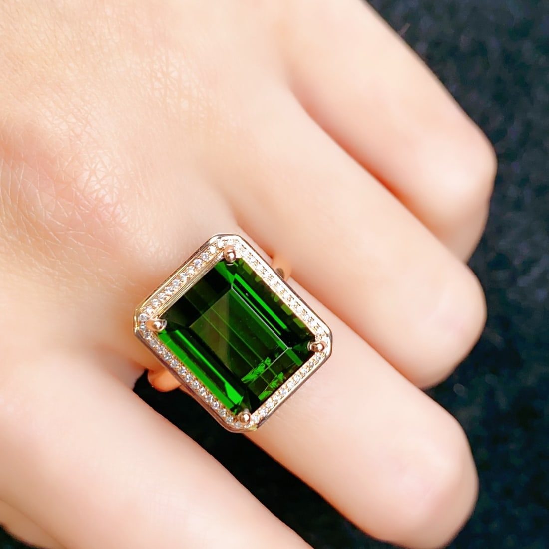 14k Gold 8.71 Ctw Natural Tourmaline & Diamond Ring - 5