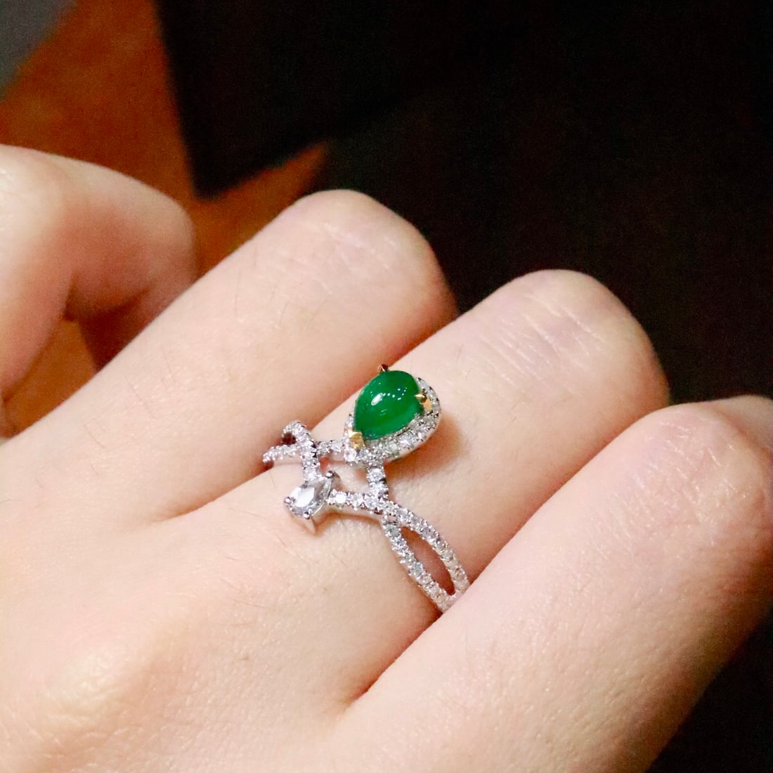 14k Gold 0.81 Ctw Natural Emerald & Diamond Ring - 6