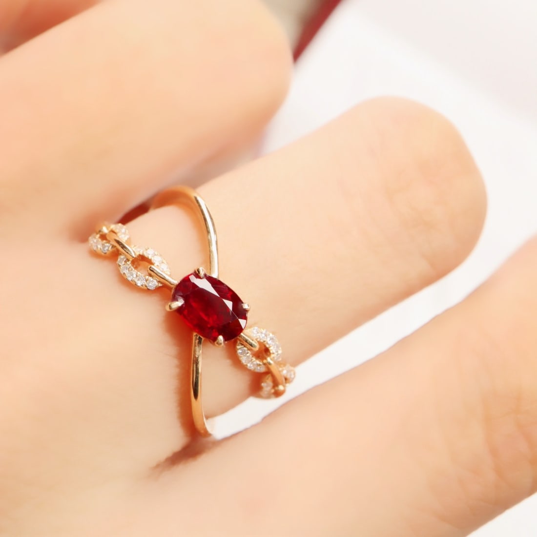 14k Gold 0.98 Ctw Vivid Red Natural Ruby & Diamond Ring - 5